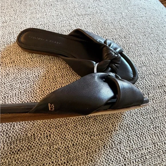 Veronica Beard Salton knot-front black leather slide sandal size 8.5 NEW - Picture 3 of 9